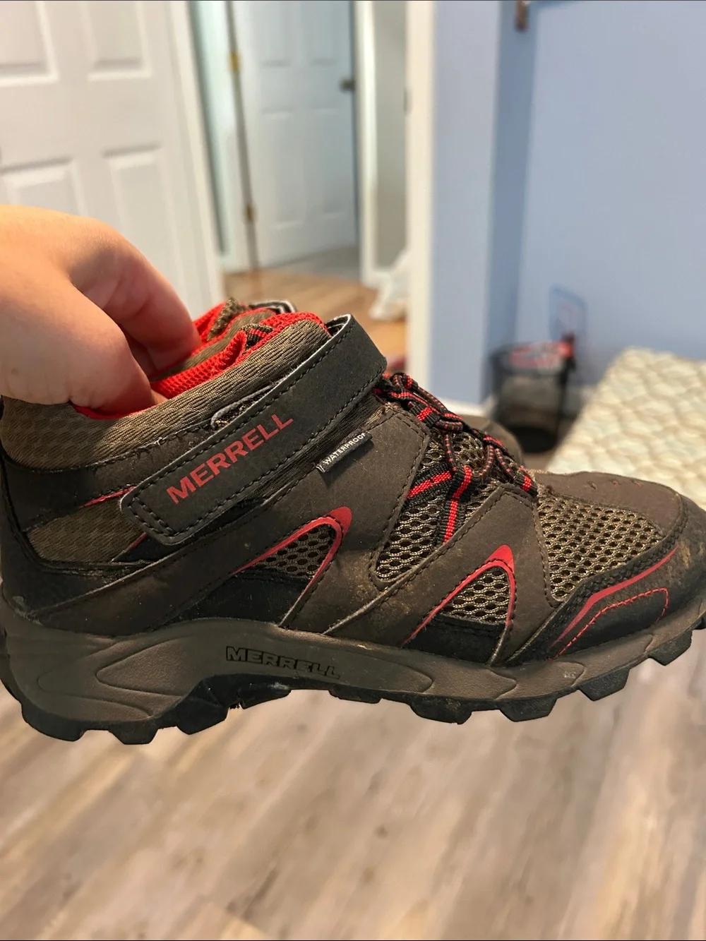 Merrell Kids Gray and Red Hiking Boots